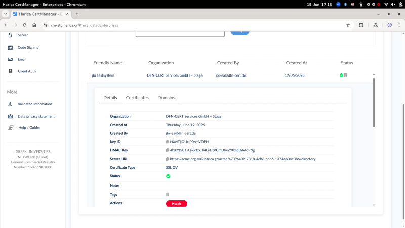 Bild des Dialogs Enterprises-ACME-Details