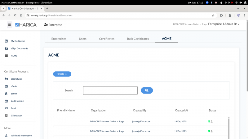 Bild des Dialogs Enterprises-ACME