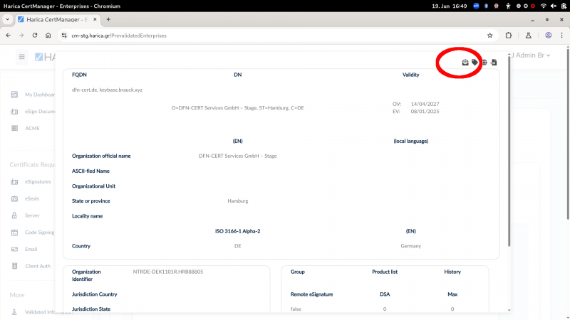 Bild des Dialogs Enterprises-Details