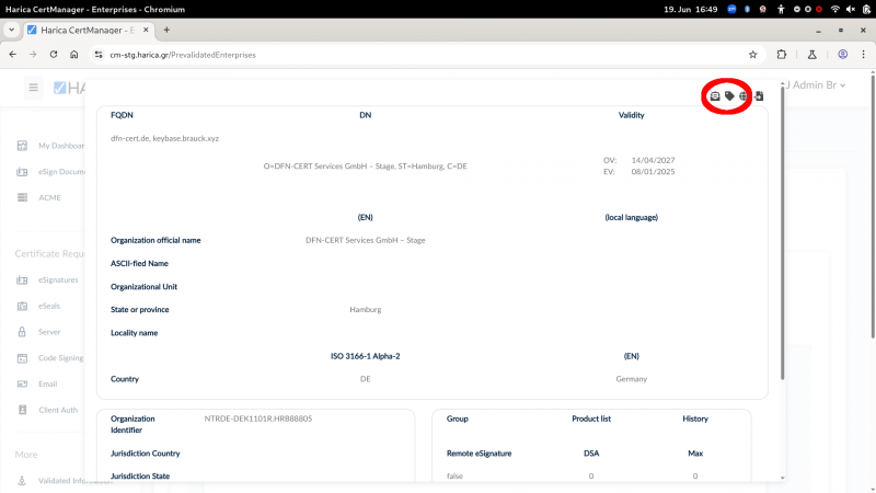 Bild des Dialogs Enterprises-Details