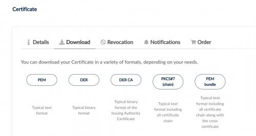 Bild des Dialogs Certificate Download